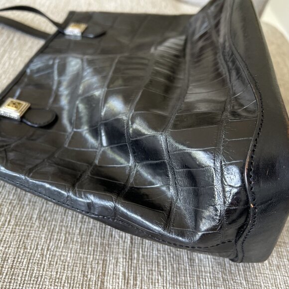 Brighton Croc Embossed Leather Handbag Hand Shoulder Bag Heart Charm Purse - Picture 16 of 16